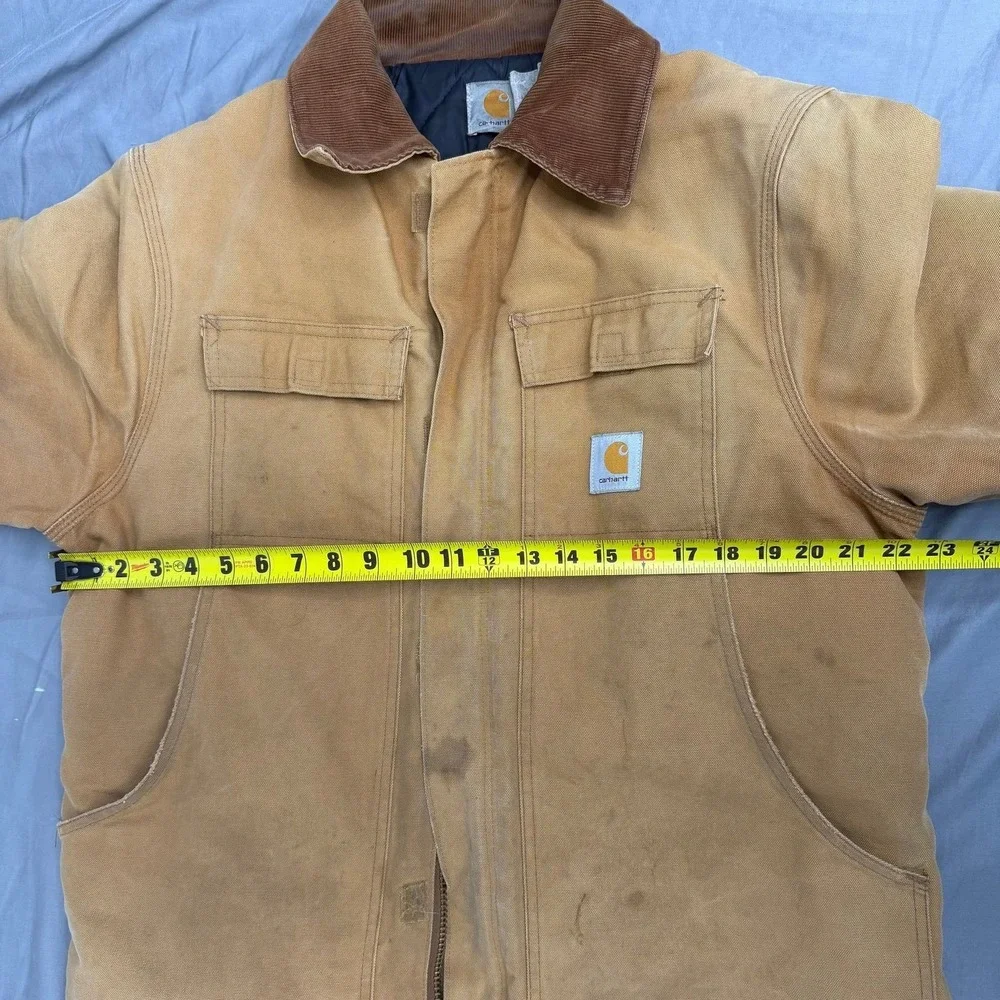 Vintage Carhartt Arctic Traditional Coat Brown Duck Canvas Distressed Mens XL